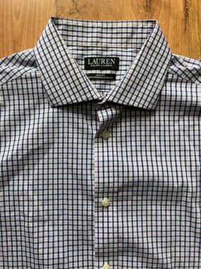 Lauren Ralph Lauren Slim Fit Performance Stretch Mens L Plaid Long Sleeve Shirt